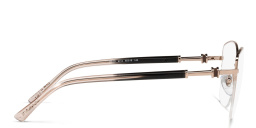 Shop BVLGARI Half Rim Wide Cat Eye Eyeglasses in Pink Gold online.