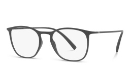 Shop GIORGIO ARMANI Logo Square Eyeglasses in Matte Grey online.