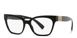 Shop VERSACE Medusa-Embellished Cat-Eye Eyeglasses in Black online.