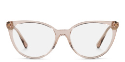 Shop VERSACE Medusa-Embellished Wide Panthos Eyeglasses in Transparent Pink online.