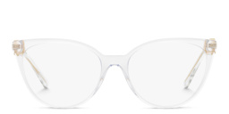 Shop VERSACE Medusa-Embellished Wide Panthos Eyeglasses in Crystal online.