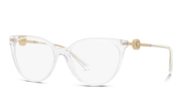 Shop VERSACE Medusa-embellished Panthos Eyeglasses in Crystal online.