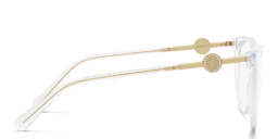 Shop VERSACE Medusa-embellished Panthos Eyeglasses in Crystal online.