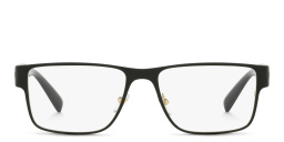 VERSACE Medusa-embellished wide rectangle eyeglasses in Black – Product Photo 1