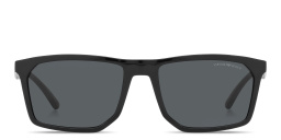 Shop Emporio Armani Irregular Sunglasses in Black online.