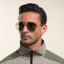 Shop GIORGIO ARMANI Wide Aviator Sunglasses in Silver online.