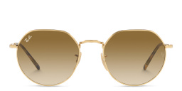 نظارة شمسية "جاك" بإطار غير منتظم للجنسين من راي بان بلون ذهبي لامع - صورة المنتج 1