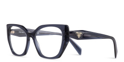 Shop PRADA Irregular Eyeglasses in Blue Crystal online.