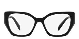Logo Signature Irregular Eyeglasses من برادا بلون أسود مطفي - صورة المنتج 1