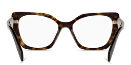 Shop PRADA Logo Signature Irregular Eyeglasses in Dark Tortoise online.