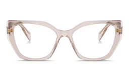PRADA Logo Signature Irregular Eyeglasses in Transparent Violet – Product Photo 1