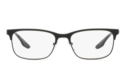Prada Linea Rossa Wide Square Eyeglasses in Black Rubber – Product Photo 1
