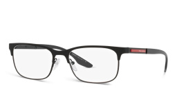 Prada Linea Rossa Wide Square Eyeglasses in Black Rubber – Product Photo 2