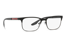 Prada Linea Rossa Wide Square Eyeglasses in Black Rubber – Product Photo 4