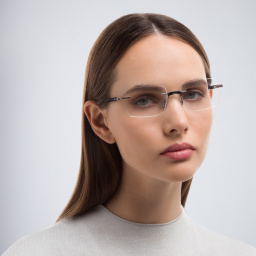 Shop Ray-Ban Unisex Rimless Rectangle Eyeglasses in Gunmetal online.