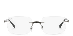 Shop Ray-Ban Unisex Rimless Rectangle Eyeglasses in Gunmetal online.