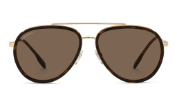 Shop BURBERRY Wide Aviator Sunglasses in Gold online.
