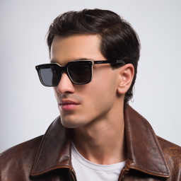 نظارة شمسية مربعة من بربري بلون أسود - صورة المنتج 5