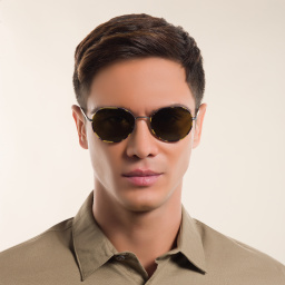 Shop GIORGIO ARMANI Irregular Sunglasses in Matte Gunmetal online.