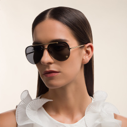 VERSACE Medusa Half-Rim Pilot Sunglasses in Gold – Product Photo 6