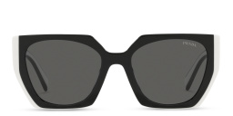 Shop PRADA Rectangle Sunglasses in Black & White online.