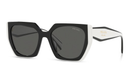 Shop PRADA Rectangle Sunglasses in Black & White online.