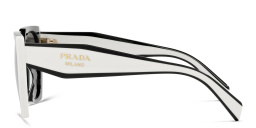 Shop PRADA Rectangle Sunglasses in Black & White online.