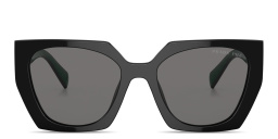 Shop PRADA Rectangle Sunglasses in Black online.