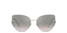 Shop MIU MIU Rimless Cat Eye Sunglasses in Pale Gold online.