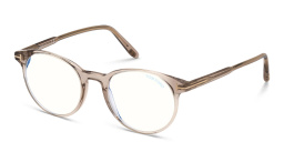 Shop TOM FORD Round Eyeglasses in shiny light brown online.