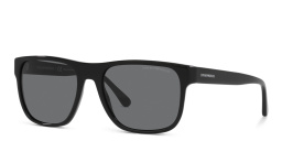 Shop Emporio Armani Square Sunglasses in Shiny Black online.