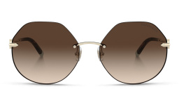 Shop TIFFANY Irregular Sunglasses in Pale Gold online.