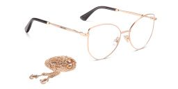 Shop JIMMY CHOO Butterfly Eyeglasses in Rose Gold online.