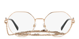 VALENTINO V Logo Irregular Eyeglasses with Removable Chain in Rose Gold – Product Photo 1