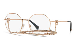 VALENTINO V Logo Irregular Eyeglasses with Removable Chain in Rose Gold – Product Photo 2