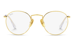 Shop Ray-Ban Unisex Round Eyeglasses in Gold online.