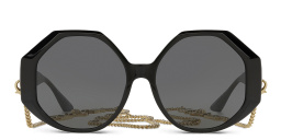 VERSACE Greca Oversized Wide Sunglasses in Black – Product Photo 1