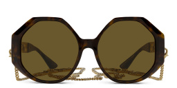 VERSACE Greca Oversized Wide Sunglasses in Havana – Product Photo 1