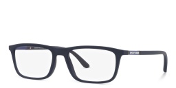 Shop Emporio Armani Wide Rectangle Eyeglasses in Blue online.