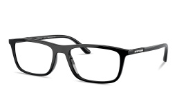 Shop Emporio Armani Logo Signature Wide Rectangle Eyeglasses in Black online.