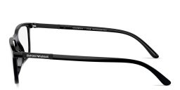 Shop Emporio Armani Logo Signature Wide Rectangle Eyeglasses in Black online.