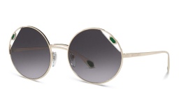 Shop BVLGARI Round Sunglasses in Pale Gold online.