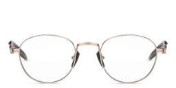 Shop AKONI Pioneer Unisex Round Eyeglasses in Gold online.