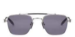AKONI Europa Unisex Square Sunglasses in Silver – Product Photo 1