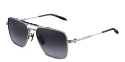 AKONI Eos Unisex Square Sunglasses in Silver – Product Photo 2
