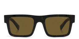 Shop PRADA Rectangle Sunglasses in Black online.