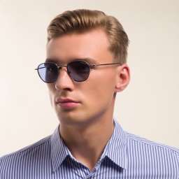 Shop MONTBLANC Square Sunglasses in Blue online.
