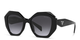 Shop PRADA Irregular Sunglasses in Black online.
