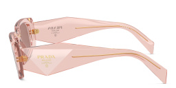 Shop PRADA Logo Rectangle Sunglasses in Transparent Peach online.