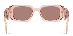 Shop PRADA Logo Rectangle Sunglasses in Transparent Peach online.